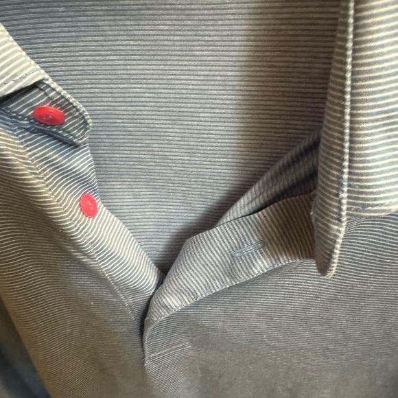 PETER MILLAR Men’s Luxury Golf Polo Shirt SZ LG Blue White Micro Stripe EUC - Picture 8 of 13